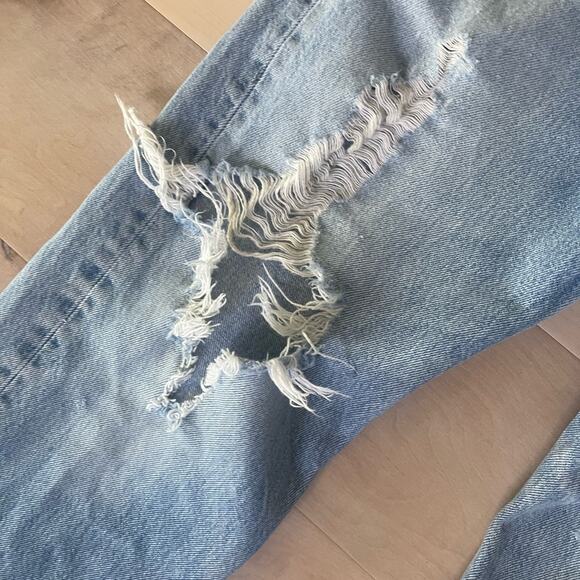 VTG Y2K Levi's 501 Jeans Size 30 W Distressed MED Wash Thrashed Destroyed Denim - Picture 9 of 15
